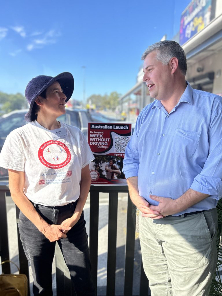 Wendy Nash and Police Minister Mark Ryan MP talking